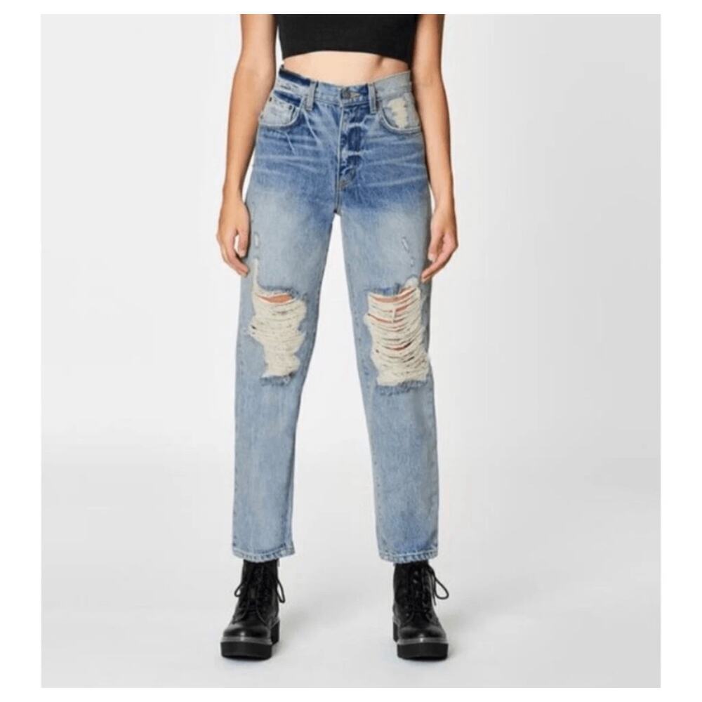 CARMAR Womens Marietta Boyfriend Jeans 25 Distressed Ripped Straight Wide Leg